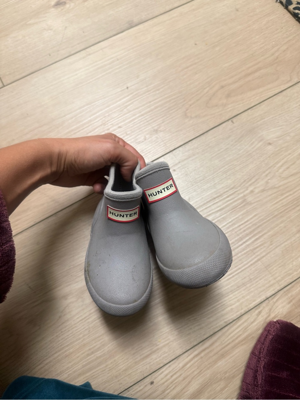 Hunter Kids Light Grey Slip-On Chelsea Rain Boots